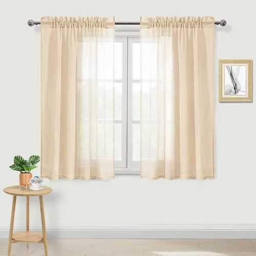 Vista 70 de DWCN Cortinas Transparentes Aqua de Voile Semitransparente con Bolsillo para Barra para Dormitorio y Sala de Estar, 36 x 36 pulgadas de Largo, Juego