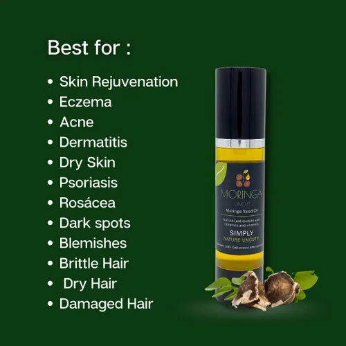 Vista 4 de Nature's - Aceite de moringa orgánico sin cortar para piel y cabello, aceite natural 100% puro para la piel, calma y tensa la piel, hidratante