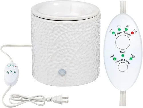 Vista 8 de Calentador eléctrico de velas de cerámica Chevron azul con temporizador de seguridad Calentador de fragancia de enchufe automático para cera
