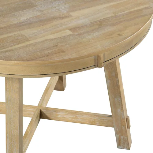 Vista 5 de Merax Juego de mesa de comedor para 4, mesa de comedor redonda extensible de madera con hojas de 16 pulgadas, mesa de cocina y sillas para cocina