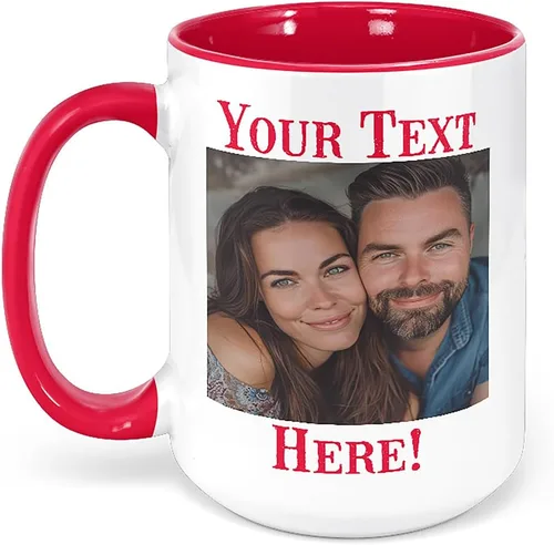 Vista 22 de Taza de café de cerámica negra personalizada de 11 onzas con texto, mensaje, tu texto aquí, nombre, DYE Taza para Cafe personalizadas, con foto