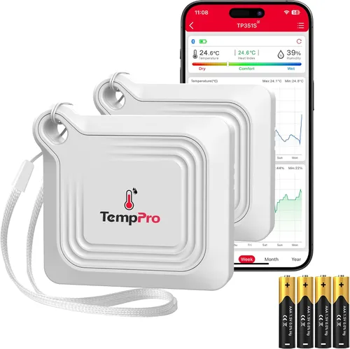 Vista 10 de TempPro TempAir - Termómetro higrómetro Bluetooth, sensor de temperatura