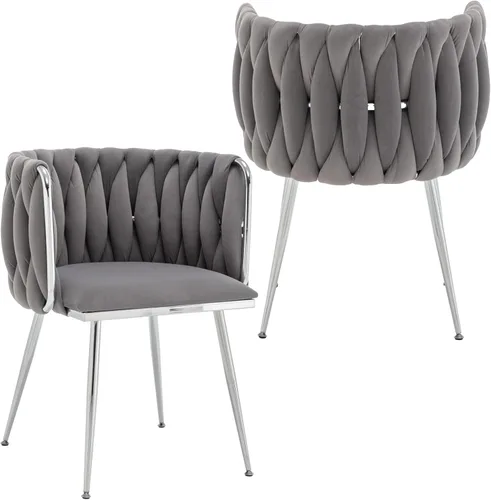 Vista 17 de Juego de 2 Sillas de Comedor de Terciopelo, Sillas Tapizadas para Comedor con Patas de Metal, Sillas de Comedor Modernas 2, Sillas Modernas de Beige