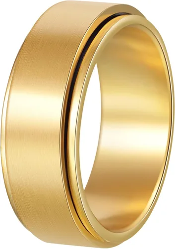 Vista 31 de Anillos giratorios para hombres y mujeres, anillos de ansiedad para hombres, anillos de cadena para adultos, anillos de titanio y acero