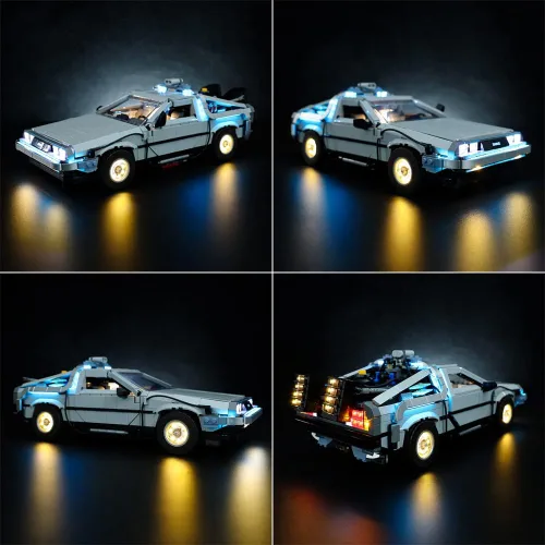 Vista 7 de RC con kit de luz LED de sonido para (Back to The Future Time Machine 10300) Kit de construcción, kit de iluminación de construcción para Lego 10300