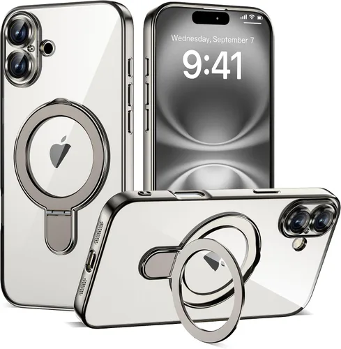 Vista 20 de Funda compatible con iPhone 12 con soporte de anillo magnético invisible [compatible con Mag-Safe] [Protector completo de lente de cámara] Funda