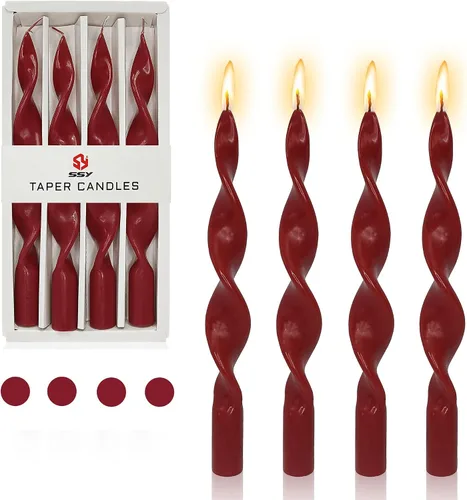 Vista 53 de SM101 - Vela cónica roja, velas en espiral de 10 pulgadas, velas largas cónicas sin goteo para cena, mesa de comedor, boda, fiesta, fiesta, Rojo