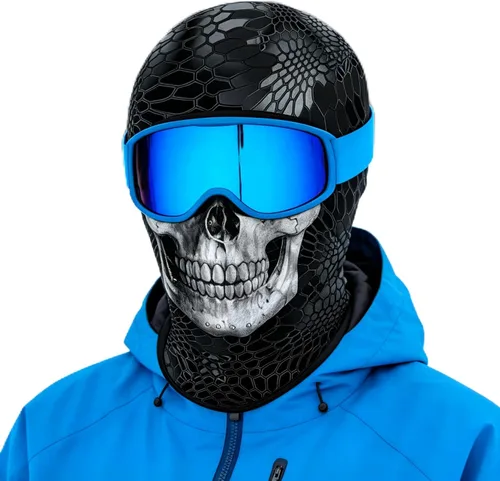 Vista 48 de Pasamontañas 3D, máscara de cara completa, resistente al viento, máscara de esquí con calavera táctica para motocicleta, ciclismo, Halloween 4