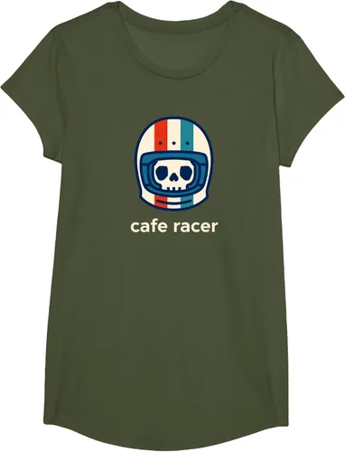 Vista 64 de Cafe Racer Moda Simple Casco Diseño Motocicleta Camiseta Negro
