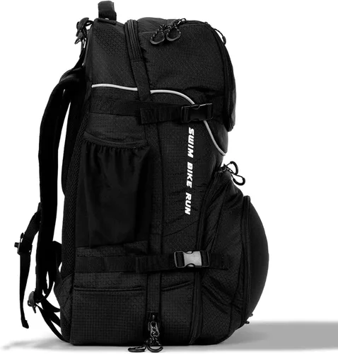 Vista 5 de Zoot Ultra Tri Bag, mochila de transición de triatlón con almacenamiento húmedo para hombres y mujeres atletas, día de carrera, viajes y tren, negro