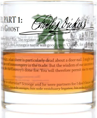 Vista 3 de Well Told Classic Literature Rocks Glass – A Christmas Carol por Charles Dickens – Vaso de whisky a la antigua moda para los amantes de los libros