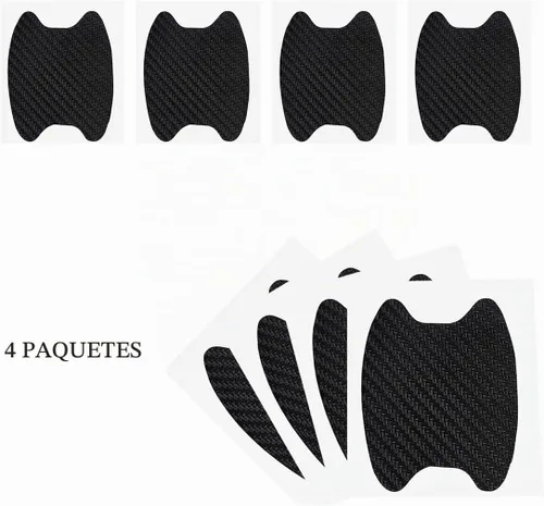 Vista 5 de 4 calcomanías protectoras de manija de puerta de auto, película protectora universal de fibra de carbono antiarañazos para manija de puerta de auto