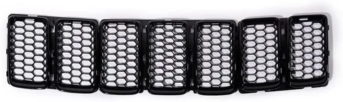 Vista 13 de 7 piezas de cubierta de rejilla frontal negra brillante compatible con modelos Jeep Grand Cherokee 2014-2016