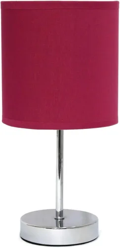Vista 11 de Simple Designs LT2007-HPK-LB Lámpara de mesa básica cromada para sala de estar, mesita de noche, escritorio, encimera, rosa intenso, con bombilla