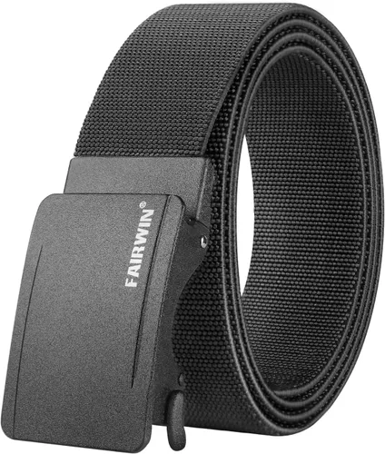 Vista 8 de FAIRWIN Cinturón de trinquete para hombre, cinturones de nylon para golf y trabajo con hebilla automática de liberación rápida, cinturón casual