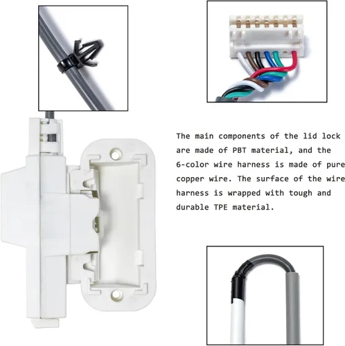 Vista 3 de MVWB765FW3/1/0, MVWB835DW4/3/1/0, MVWB865GW0/1 Bloqueo de tapa de lavadora para Maytag reemplaza WTW8040DW4, WTW8500DC0/5, WTW7300DW0, WTW7500GC0/W0