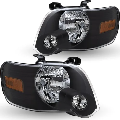 Vista 10 de Conjunto de faros delanteros TUSDAR para Ford Explorer 06-10 Carcasa negra con reflector ámbar