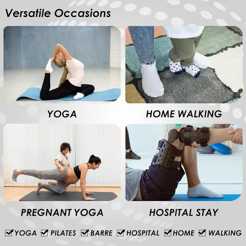 Vista 4 de Women Non Slip Grip Ankle Socks with Anti-Skid Soles Cushioned for Yoga, Pilates, Barre,Hospital, Home, Walking