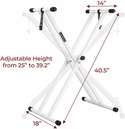 Vista 3 de Kadence NK13WH Touring Series - Soporte para teclado de 6.6 lbs de doble X Marco resistente y embrague de bloqueo seguro Diseño X de doble
