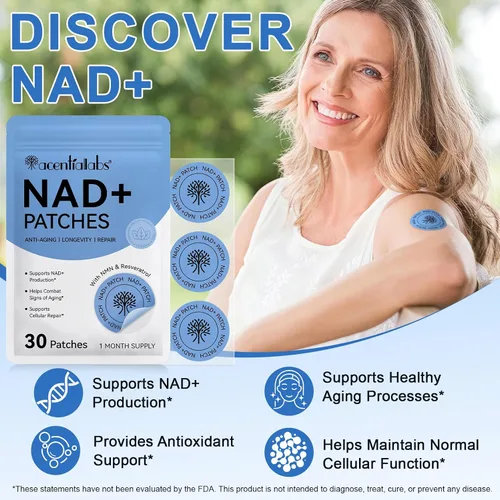 Vista 3 de ISUNRISE Parches NAD para mujeres y hombres, parches NAD+ con NMN y resveratrol para apoyo antienvejecimiento y bienestar, 30