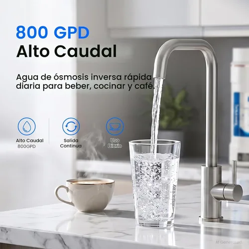Vista 7 de Purewell Sistema de filtro de agua de ósmosis inversa sin tanque U01 800
