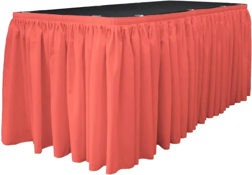 Vista 48 de LA Linen Falda de mesa de popelina de poliéster para mesas rectangulares, tela plisada para banquetes de boda, 14 pies por 29 pulgadas de largo