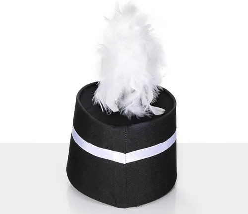 Vista 6 de Kids Drum Band Hat with Feather Toy Soldier Hat Drum Major Hat Costume Ceremonial Hat Majorette Hat