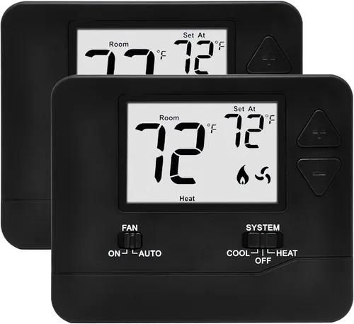 Vista 9 de ELECTECK - Termostato digital no programable, 1 calor/1 frío, negro Compatible with Single Stage Electrical and Gas/Oil System, for home use with