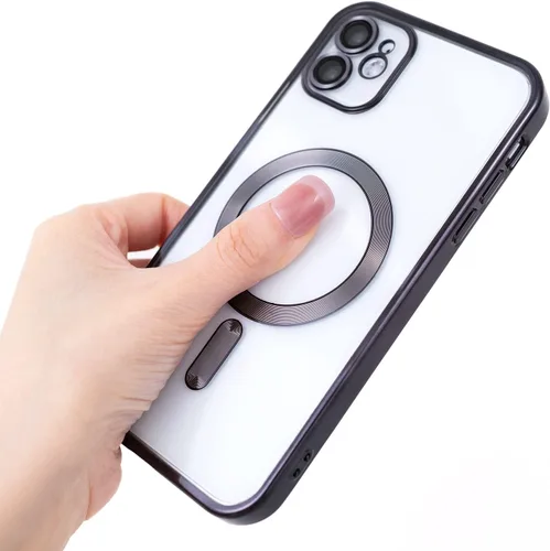 Vista 5 de Matallic - Funda transparente brillante para iPhone 11, compatible con Magsafe con protección completa de cámara chapada