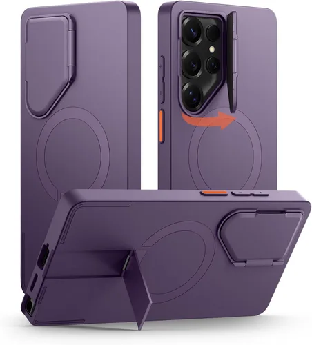 Vista 33 de SURITCH Funda para teléfono Samsung Galaxy S26 Plus, cubierta protectora magnética con cubierta de cámara y soporte de metal ajustable para Galaxy