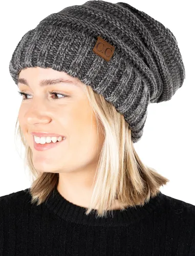 Vista 206 de Funky Junque Gorro de moda de punto trenzado de talla extragrande, grueso, abrigado, suave y holgado
