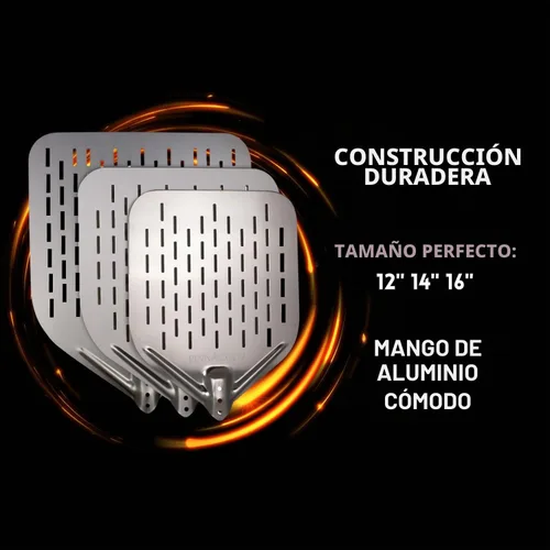 Vista 3 de 16 pulgadas de aluminio perforado Pizza Peel con mango