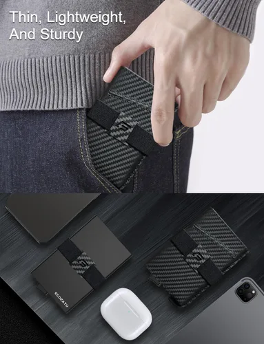 Vista 5 de Cartera delgada de aluminio con tarjetero, Negro carbón, Minimalista