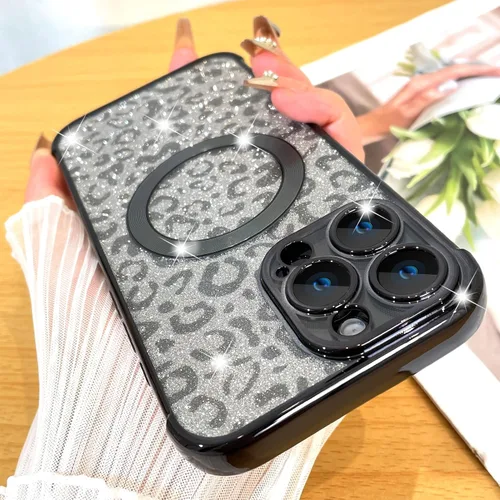 Vista 2 de Fiyart Diseñado para iPhone 16 Pro Max, Funda Compatible con MagSafe, Estampado de Guepardo, Placa de Protección de Cámara, Magnético, Brillante