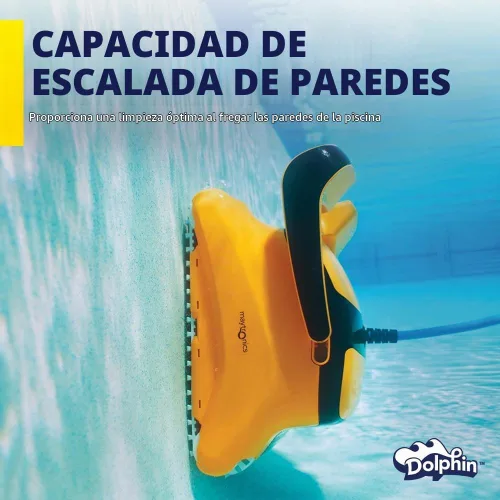 Vista 2 de Dolphin Wave 80 Aspiradora Robótica Automática para Piscinas Incluye Control Remoto y Carrito, Cepillo Limpiador de Línea de Flotación, Ideal