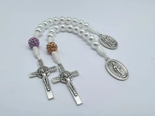 Vista 5 de One Decade Simple Catholic Rosary Chaplet Colorful Prayer Beads Patron Saint Medal St Michael Padre Pio