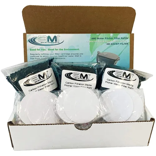 Vista 3 de AMI - Jarra de agua con filtro para agua del grifo, dispensador de agua filtrada y recambios de filtro de jarra de agua, filtros de repuesto