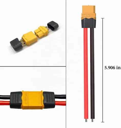 Vista 5 de ELFCULB 2 pares de conectores XT60 macho y hembra con cable de 12 AWG XT60 conector para RC Lipo Battery Drone (5.9 pulgadas)