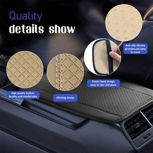 Vista 3 de Ziciner Almohadilla de cuero para reposabrazos de consola central de automóvil, protector impermeable de PU para caja de asiento de automóvil