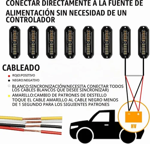 Vista 2 de WINECO Luces estroboscópicas LED ámbar para camiones, 8 piezas, 12 luces LED estroboscópicas intermitentes de montaje en superficie, kit de luces