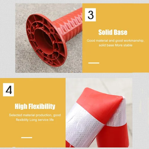 Vista 5 de HAIXHX Delineador de plástico, bolardo de seguridad de tráfico, cono de seguridad reflectante desplegable de plástico flexible para control