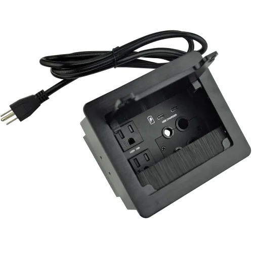 Vista 9 de Caja de conectividad para cable de cepillo de mesa con 2 alimentación de CA + 1 cargador USB-A + 1 cargador USB-C + 4 agujeros para cables con cable