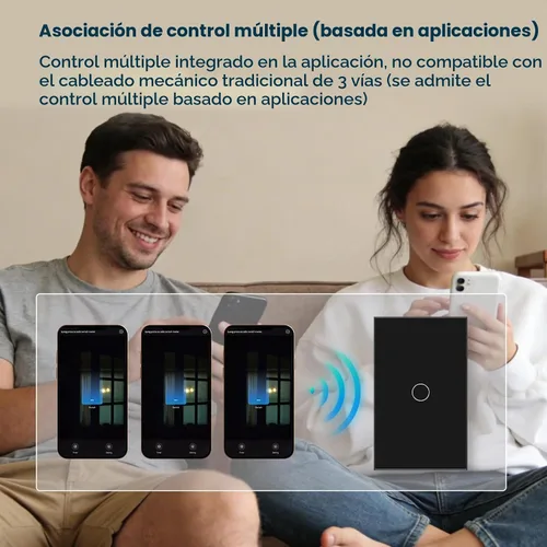 Vista 4 de Zigbee Switch Need Neutral Wire Need Zigbee Hub, negro 1 botón