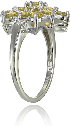 Vista 2 de Ice Gems Anillo de plata de ley con flor de citrino auténtica