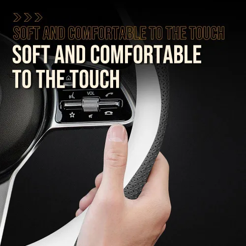 Vista 3 de HAOTULE Nueva funda para volante de coche de cuero nappa, universal de 15 pulgadas, color negro