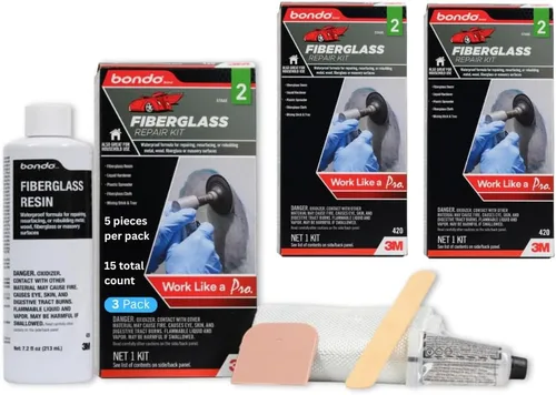 Vista 7 de Kit de resina para reparación de fibra de vidrio de bondo.