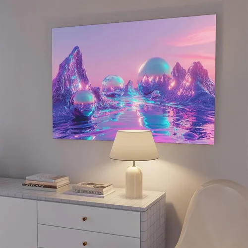 Vista 7 de ZMLIS Cyber Y2K Vaporwave Wall Art – Retro Futuristic Dreamcore Print – Aesthetic Neon Digital Decor for Bedroom Or Studio Canvas Wall Art Print