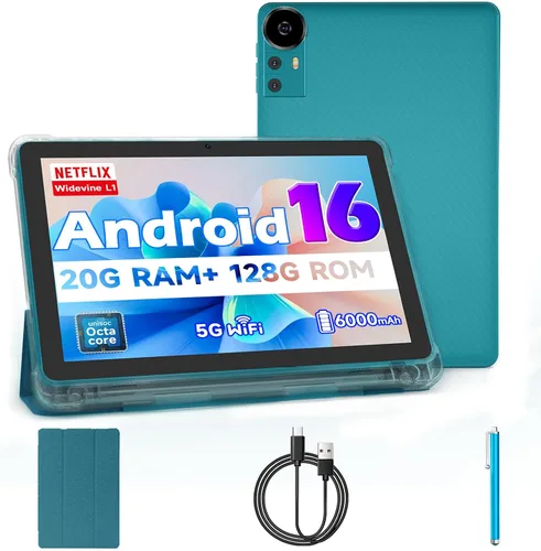 Vista 9 de Tableta Android 15 de 10 pulgadas, tabletas de 20 GB RAM 128 GB ROM 2 TB expandible, tableta PC con procesador Quad-Core de 2.0 Ghz con estuche