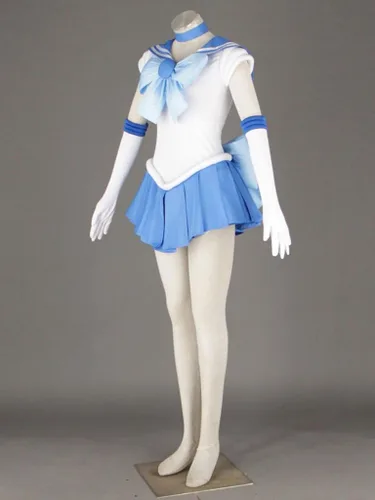 Vista 2 de OURCOSPLAY - Disfraz de Sailor Moon Mercury Mizuno Ami Battle para mujer 6 piezas
