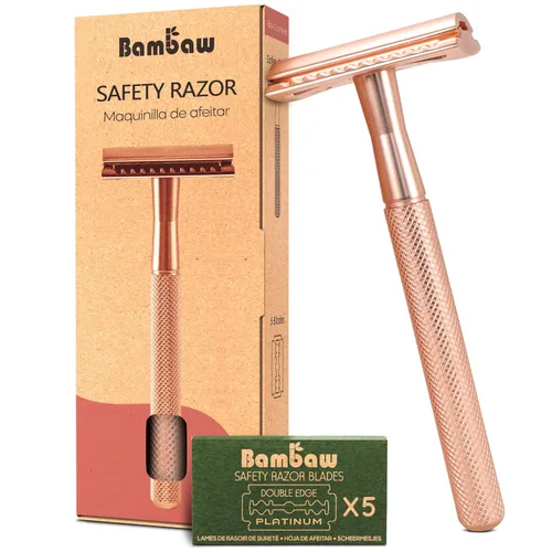 Vista 10 de Bambaw Maquinilla de afeitar de seguridad para hombres con 5 cuchillas, maquinilla de afeitar de seguridad de doble filo para hombres, maquinilla